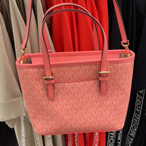 Michael Kors Jet Set Travel XS Carryall Tote Top Zip Tote Grapefruit - Picture 16 of 16